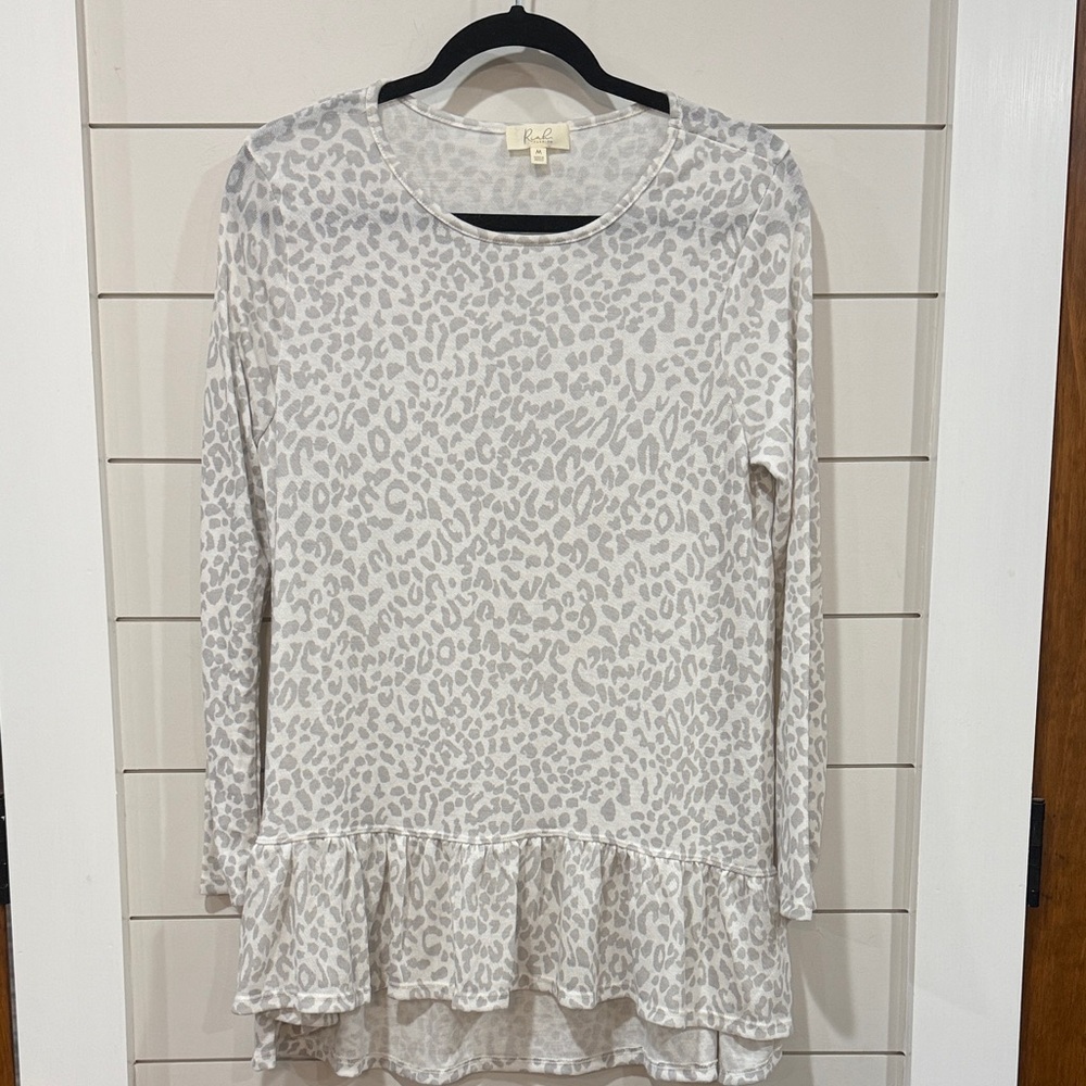 New! Long Sleeve Leopard Babydoll Top
